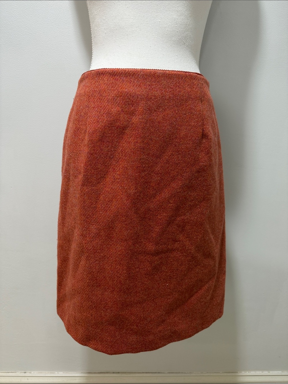Ann Taylor VTG Orange WOOL MIDI Skirt Sz 4 Festive Fall Preppy Academia Office